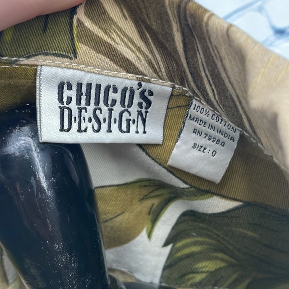 Chicos design vintage size 0 small large flowers green trucker beaded ja… - Picture 9 of 11